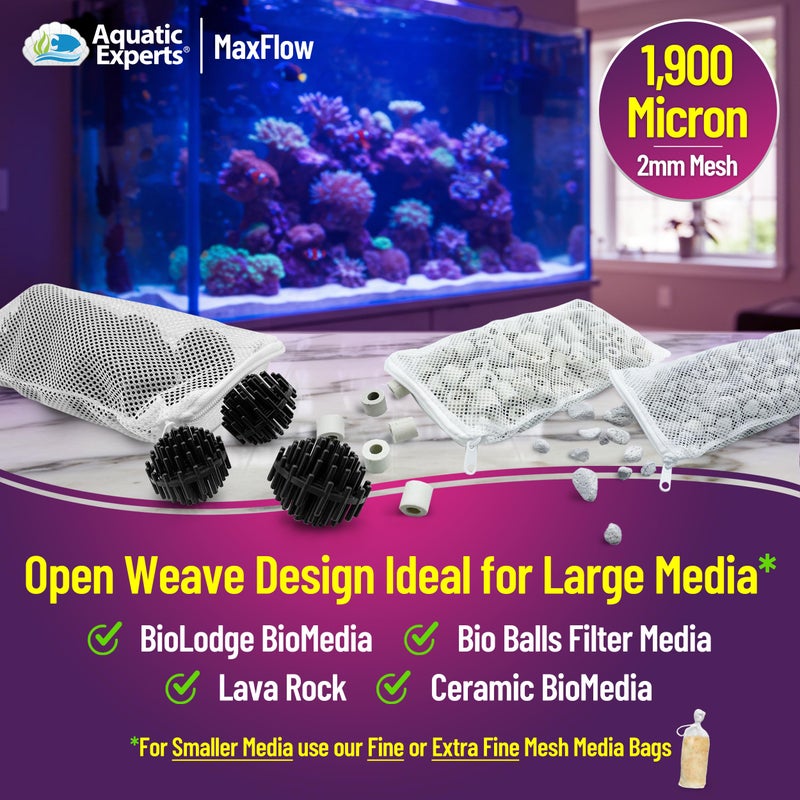Aquatic Experts Max Flow Filter Media Bags - Durable, Secure with Plastic Zipper, for Aquarium and Pond, Zipper, 3" x 8" - 4 Pack - Image 3